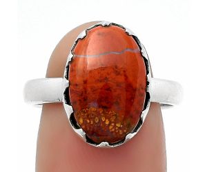 Natural Red Moss Agate Ring size-8.5 SDR161536 R-1210, 10x15 mm