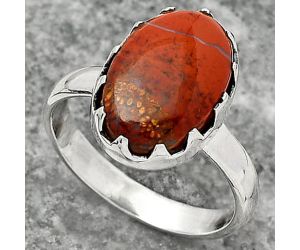 Natural Red Moss Agate Ring size-8.5 SDR161536 R-1210, 10x15 mm