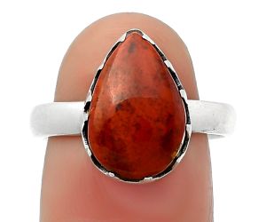 Natural Red Moss Agate Ring size-7.5 SDR161553 R-1210, 9x14 mm