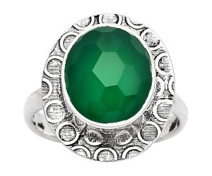 Faceted Natural Green Onyx Ring size-7 SDR161722 R-1090, 10x12 mm