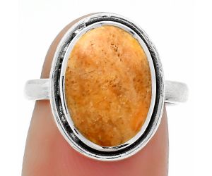 Natural Coral Jasper Ring size-7 SDR161751 R-1156, 10x14 mm