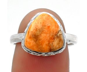Natural Coral Jasper Ring size-7.5 SDR161851 R-1191, 12x12 mm
