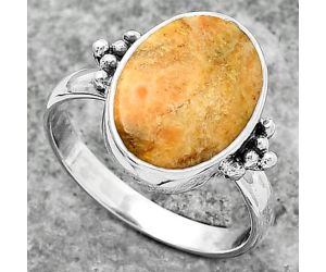 Natural Coral Jasper Ring size-7.5 SDR162133 R-1091, 10x14 mm