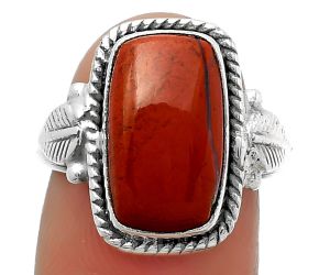 Natural Red Moss Agate Ring size-7.5 SDR162272 R-1403, 9x15 mm