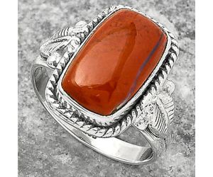 Natural Red Moss Agate Ring size-7.5 SDR162272 R-1403, 9x15 mm