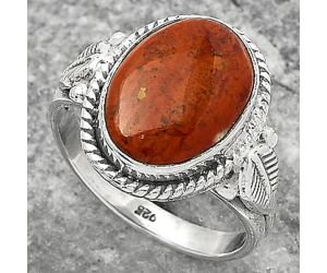 Natural Red Moss Agate Ring size-8.5 SDR162277 R-1403, 10x15 mm