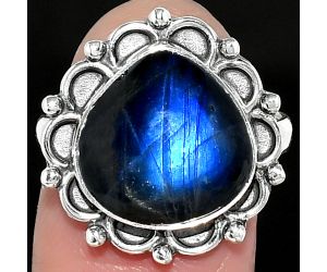 Blue Fire Labradorite - Madagascar Ring size-8 SDR163392 R-1092, 13x13 mm