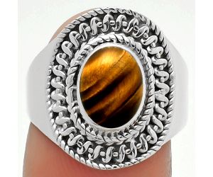 Natural Tiger Eye - Africa Ring size-7.5 SDR164532 R-1279, 7x9 mm