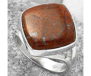 Natural Red Moss Agate Ring size-8 SDR165046 R-1002, 15x15 mm