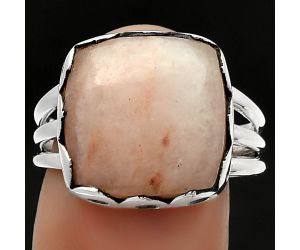 Natural Pink Scolecite Ring size-8 SDR165117 R-1428, 14x14 mm