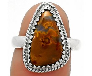 Natural Red Moss Agate Ring size-7.5 SDR165144 R-1474, 9x17 mm