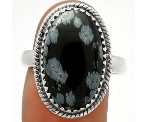 Natural Snow Flake Obsidian Ring size-9 SDR165147 R-1474, 12x20 mm