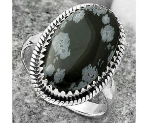 Natural Snow Flake Obsidian Ring size-9 SDR165147 R-1474, 12x20 mm
