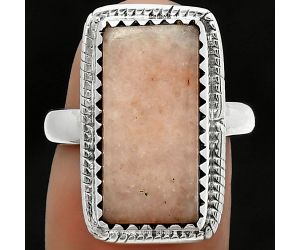 Natural Pink Scolecite Ring size-7 SDR165163 R-1474, 9x18 mm