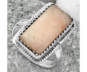 Natural Pink Scolecite Ring size-7 SDR165163 R-1474, 9x18 mm