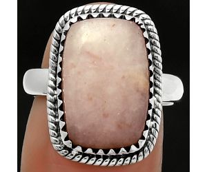 Natural Pink Scolecite Ring size-7 SDR165164 R-1474, 11x16 mm