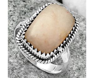 Natural Pink Scolecite Ring size-7 SDR165164 R-1474, 11x16 mm