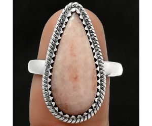 Natural Pink Scolecite Ring size-8 SDR165165 R-1474, 10x21 mm