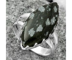 Natural Snow Flake Obsidian Ring size-7.5 SDR165187 R-1210, 11x23 mm