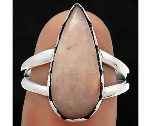 Natural Pink Scolecite Ring size-7.5 SDR165192 R-1338, 9x20 mm