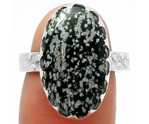Natural Snow Flake Obsidian Ring size-7.5 SDR165213 R-1210, 12x20 mm