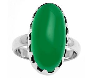 Natural Green Onyx Ring size-7.5 SDR165258 R-1210, 10x20 mm
