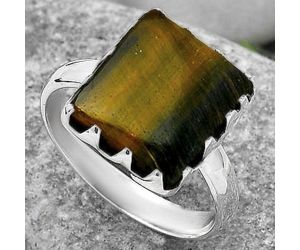 Natural Blue Tiger Eye Ring size-9 SDR165477 R-1210, 12x13 mm