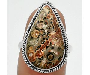 Natural Leopard Skin Jasper Ring size-7.5 SDR165706 R-1009, 13x22 mm