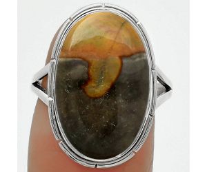 Natural Polygram Jasper Ring size-7.5 SDR165797 R-1012, 12x19 mm