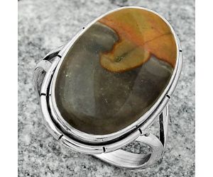 Natural Polygram Jasper Ring size-7.5 SDR165797 R-1012, 12x19 mm