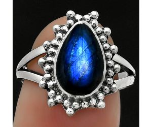 Blue Fire Labradorite - Madagascar Ring size-7 SDR165935 R-1095, 7x12 mm