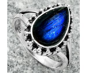 Blue Fire Labradorite - Madagascar Ring size-7.5 SDR166023 R-1096, 8x13 mm