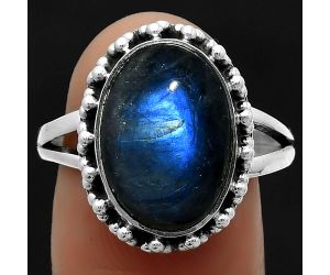 Blue Fire Labradorite - Madagascar Ring size-8.5 SDR166071 R-1096, 10x15 mm