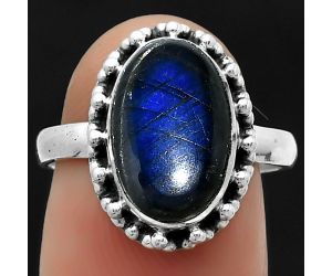 Blue Fire Labradorite - Madagascar Ring size-7.5 SDR166082 R-1096, 8x13 mm