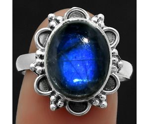 Blue Fire Labradorite - Madagascar Ring size-8 SDR166116 R-1092, 10x13 mm