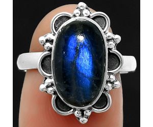 Blue Fire Labradorite - Madagascar Ring size-7.5 SDR166117 R-1092, 8x14 mm