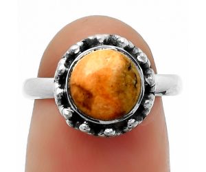 Natural Coral Jasper Ring size-7 SDR166260 R-1096, 8x8 mm