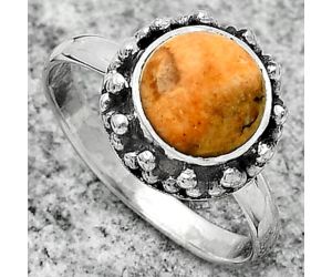 Natural Coral Jasper Ring size-7 SDR166260 R-1096, 8x8 mm