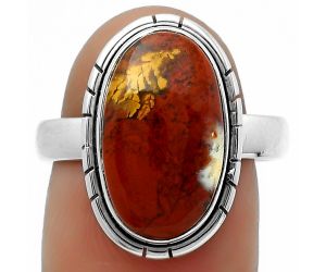 Natural Red Moss Agate Ring size-8 SDR166547 R-1011, 9x16 mm