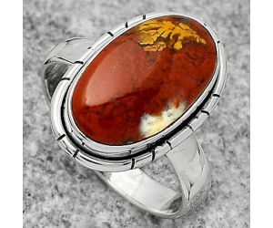 Natural Red Moss Agate Ring size-8 SDR166547 R-1011, 9x16 mm