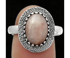 Natural Pink Scolecite Ring size-9 SDR167954 R-1649, 9x12 mm