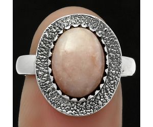 Natural Pink Scolecite Ring size-7.5 SDR167956 R-1649, 9x12 mm