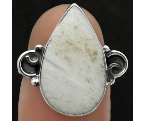 Natural White Scolecite Ring size-7 SDR168715 R-1218, 12x19 mm