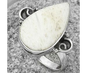 Natural White Scolecite Ring size-7 SDR168715 R-1218, 12x19 mm