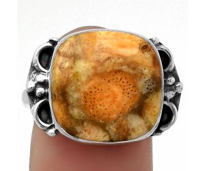 Natural Coral Jasper Ring size-8 SDR168954 R-1103, 15x15 mm