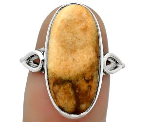 Natural Coral Jasper Ring size-7.5 SDR169119 R-1224, 10x21 mm