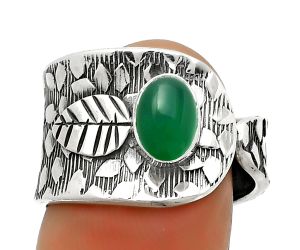 Adjustable - Natural Green Onyx Ring size-7.5 SDR169884 R-1319, 5x7 mm