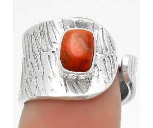 Adjustable - Natural Red Moss Agate Ring size-6.5 SDR169962 R-1319, 5x7 mm