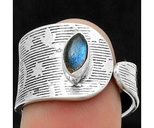 Adjustable - Blue Labradorite Ring size-7.5 SDR170027 R-1319, 4x8 mm