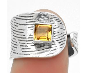 Adjustable - Natural Citrine Ring size-7.5 SDR170056 R-1319, 5x5 mm